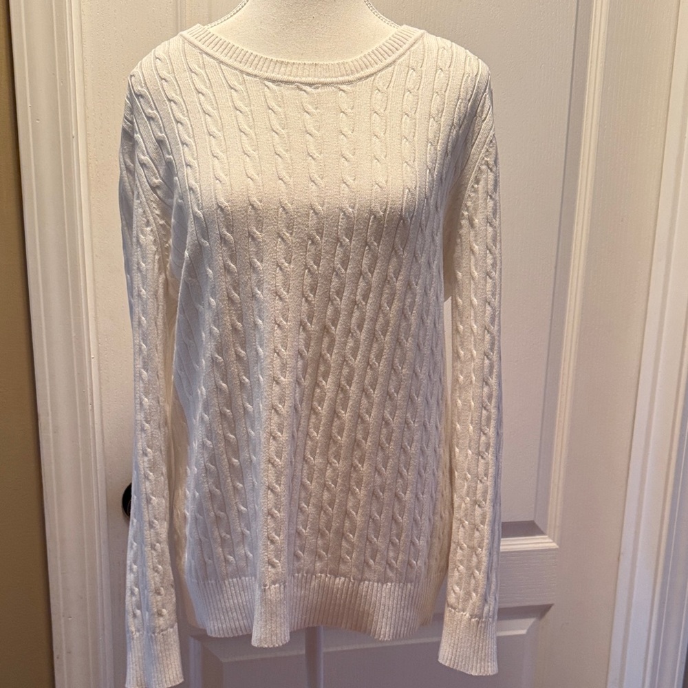 Karen Scott Ivory Cable Knit Sweater